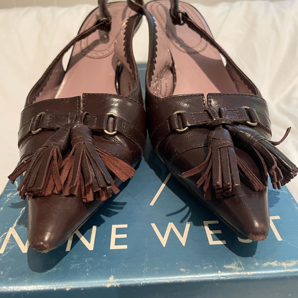 Nine West Brown Leather Tassel Loafers